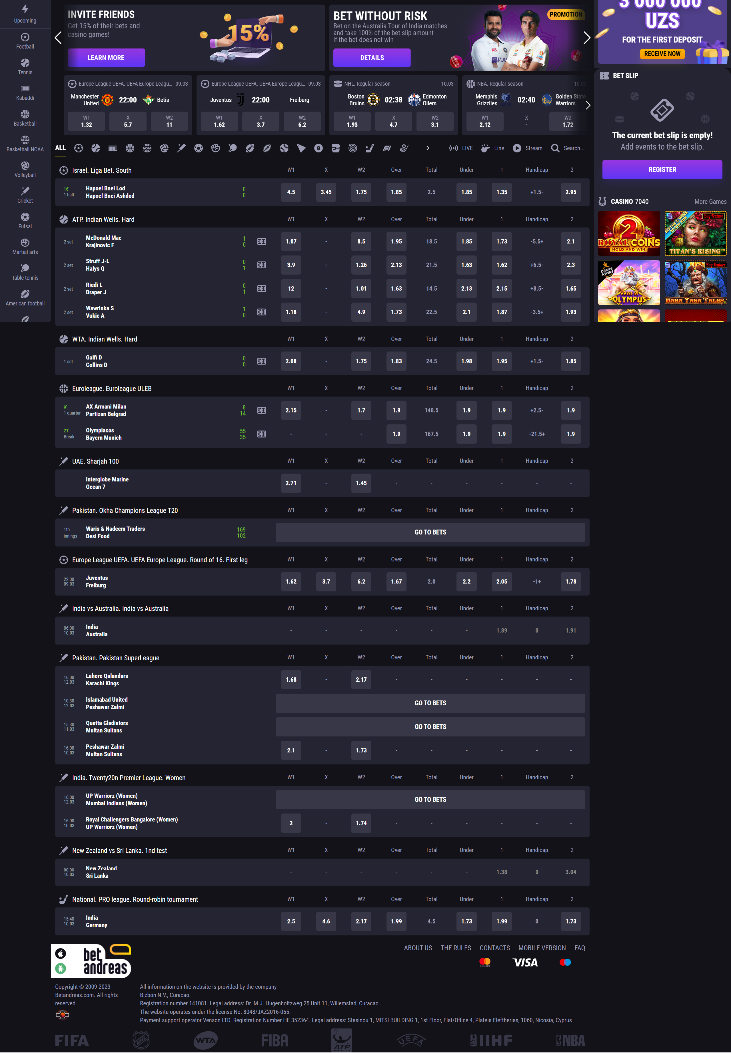 BetAndreas a prevalent sports and casino betting website born in India